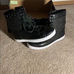 Sparkly Black & White High Top Shoe
